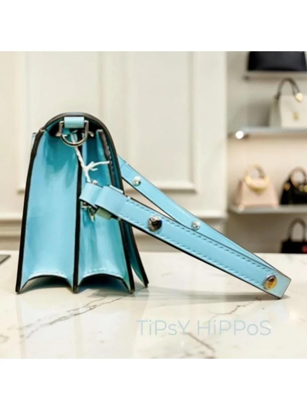 Tory Burch Robinson Blue Emerson Convertible Shoulder Bag